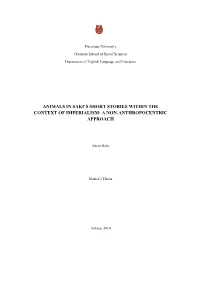 "Animals in Saki's Short Stories Within the Context of Imperialism: a Non