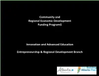 Community and Regional Development Funding Programs