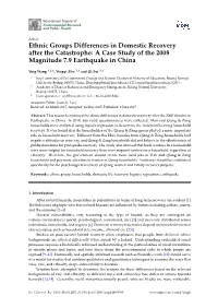 Ethnic Groups Differences in Domestic Recovery After the Catastrophe: a Case Study of the 2008 Magnitude 7.9 Earthquake in China