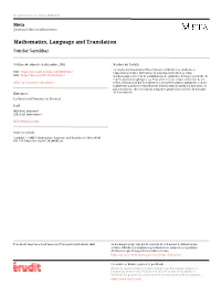 Mathematics, Language and Translation Sundar Sarukkai