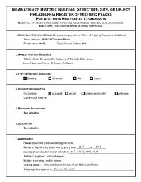 Nomination of Historic Building, Structure, Site, Or Object