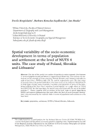 Spatial Variability of the Socio-Economic Development in Terms of Population and Settlement at the Level of NUTS 4 Units