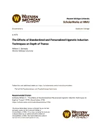 The Effects of Standardized and Personalized Hypnotic Induction Techniques on Depth of Trance