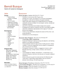 Benoit Busque Game Design
