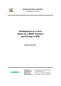 Development of a Linux Driver for a MOST Interface and Porting to RTAI