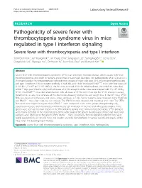 Pathogenicity of Severe Fever with Thrombocytopenia Syndrome Virus