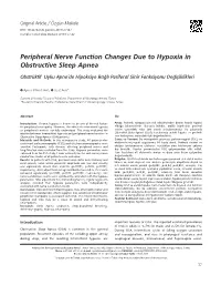 Peripheral Nerve Function Changes Due to Hypoxia in Obstructive Sleep Apnea
