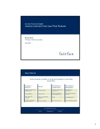 Lessons Learned from Law Firm Failures