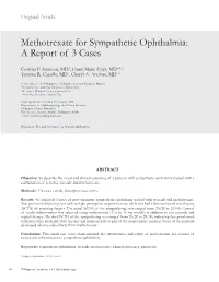 Methotrexate for Sympathetic Ophthalmia: a Report of 3 Cases