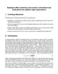 Rayleigh & Mie Scattering Cross Section Calculations And
