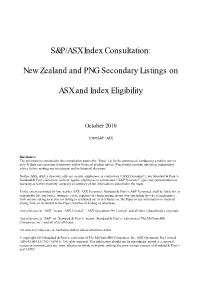S&P/ASX Index Consultation