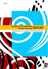 Working Papers in Linguistics and Oriental Studies 1