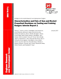 ERDC TR-07-1, Characterization and Fate of Gun and Rocket Propellant