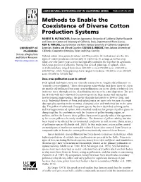 Methods to Enable the Coexistence of Diverse Cotton Production Systems