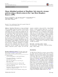 Sharp Altitudinal Gradients in Magellanic Sub-Antarctic Streams: Patterns Along a Fluvial System in the Cape Horn Biosphere Rese