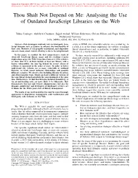 Analysing the Use of Outdated Javascript Libraries on the Web