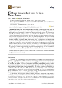 Building a Community of Users for Open Market Energy