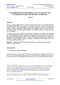 Compatibility Between BIM Software and Cost Estimate Tools: a Comparison Between Two Directions of Solutions1, 2