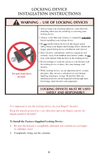 Locking Device Installation Instructions Warning