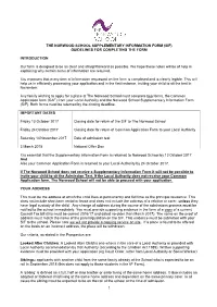 The Norwood School Supplementary Information Form (Sif) Guidelines for Completing the Form
