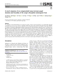 A Novel Cripavirus of an Ectoparasitoid Wasp Increases Pupal Duration and Fecundity of the Wasp’S Drosophila Melanogaster Host