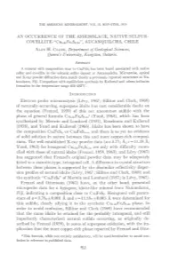 AN OCCURRENCE of the ASSEMBLAOE, NATIVE SULFTIR- COVELLITE-"Cu5 6,Fe,S6.S"", AUCANQUILCHA, CHILE Aran H. Cr-Etr&L