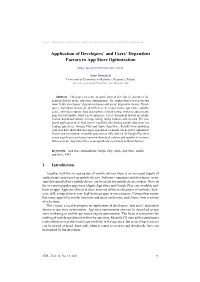 Application of Developers' and Users' Dependent Factors in App Store Optimization