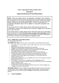 Class 1 Agricultural Vehicles Notice 2014 Appendix 2 Approved Routes and Travel Restrictions