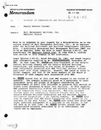 Memorandum JUL 0 11986 L-8 6-92 to Director of Compensation and Certification