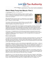 Ohio's Risky Foray Into Bitcoin: Part 2