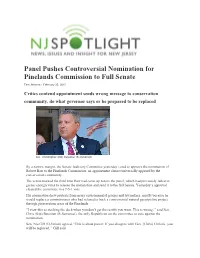 Panel Pushes Controversial Nomination for Pinelands Commission to Full Senate