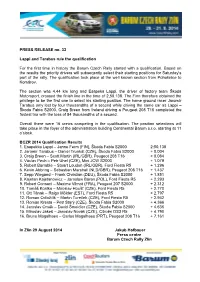 PRESS RELEASE No. 32 Lappi and Tarabus Rule the Qualification For
