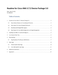 Readme for Cisco ANA 3.7.2 Device Package 3.0