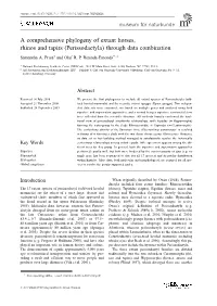 A Comprehensive Phylogeny of Extant Horses, Rhinos and Tapirs (Perissodactyla) Through Data Combination