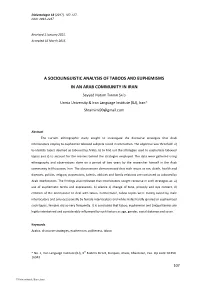 A Sociolinguistic Analysis of Taboos and Euphemisms in an Arab Community in Iran