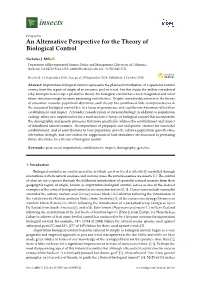 An Alternative Perspective for the Theory of Biological Control