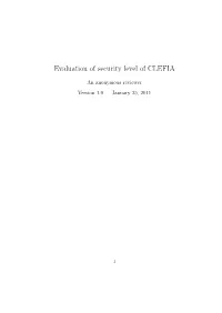 Evaluation of Security Level of CLEFIA