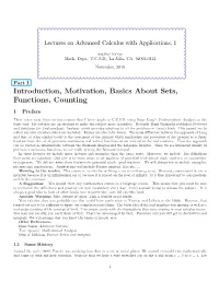 Introduction, Motivation, Basics About Sets, Functions, Counting