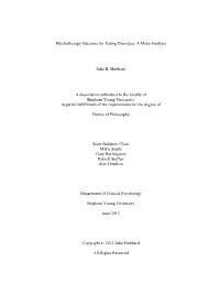 Psychotherapy Outcome for Eating Disorders: a Meta-Analysis