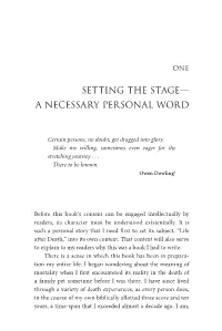 Setting the Stage— a Necessary Personal Word
