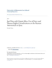 Use of Force and Human Rights Considerations on the Russian Intervention in Syria Brendan Delany