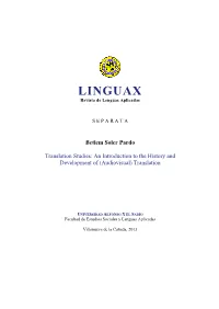 «Translation Studies: an Introduction to the History and Development Of