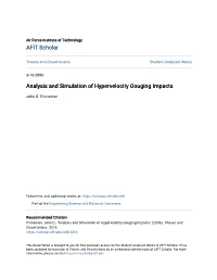 Analysis and Simulation of Hypervelocity Gouging Impacts