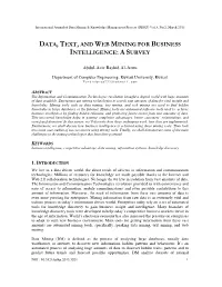 Data, Text, and Web Mining for Business Intelligence