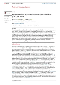 Hysteresis Features of the Transition-Metal Dichalcogenides
