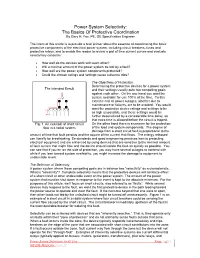 Power System Selectivity: the Basics of Protective Coordination by Gary H