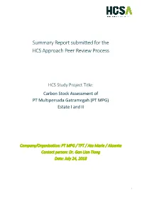 Summary Report Submitted for the HCS Approach Peer Review Process