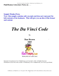 The Da Vinci Code by Dan Brown - Monkeynotes by Pinkmonkey.Com Pinkmonkey Literature Notes On