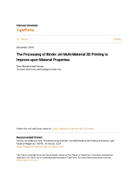 The Processing of Binder Jet Multi-Material 3D Printing to Improve Upon Material Properties