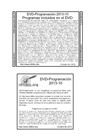 Programas Incluidos En El DVD DVD-Programación 2013-10